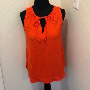 2 FOR $20 Ann Taylor Orange Satin Sleeveless Blouse Tank Top Tie Neck Size XS